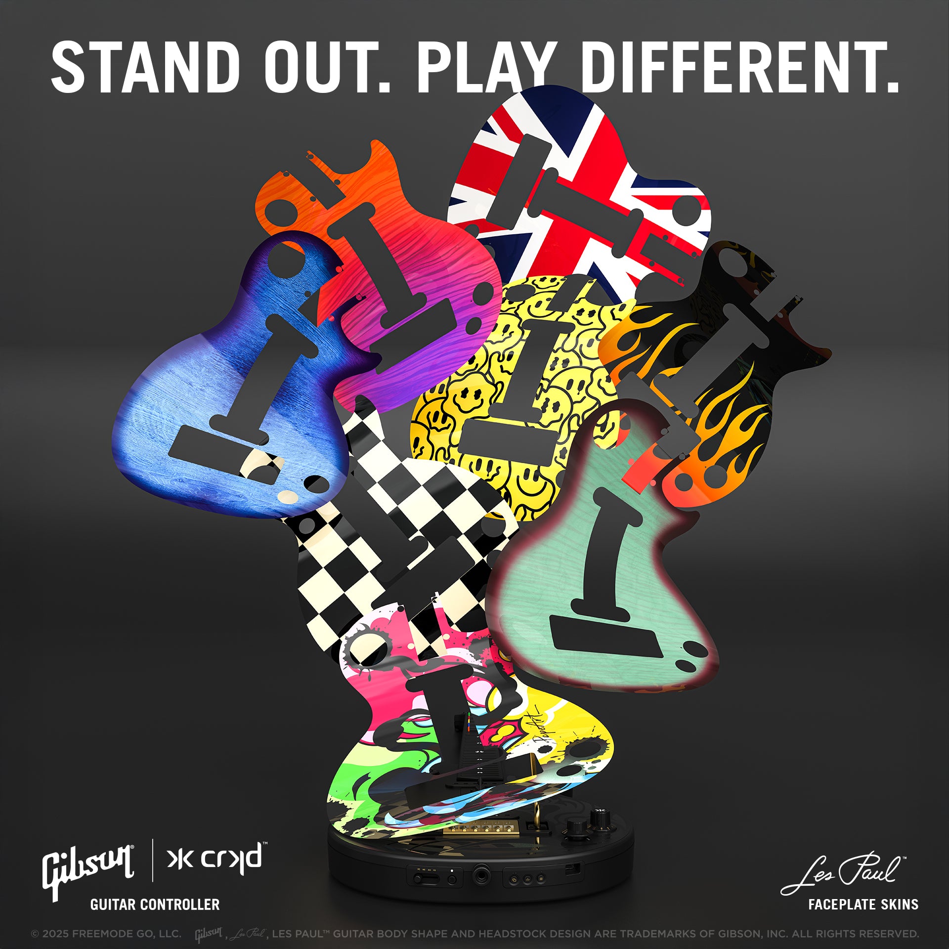 CRKD Gibson Les Paul Blueberry Burst Pro + Solo Neck + Faceplate Skin Bundle for Xbox Series X|S, Xbox One & PC