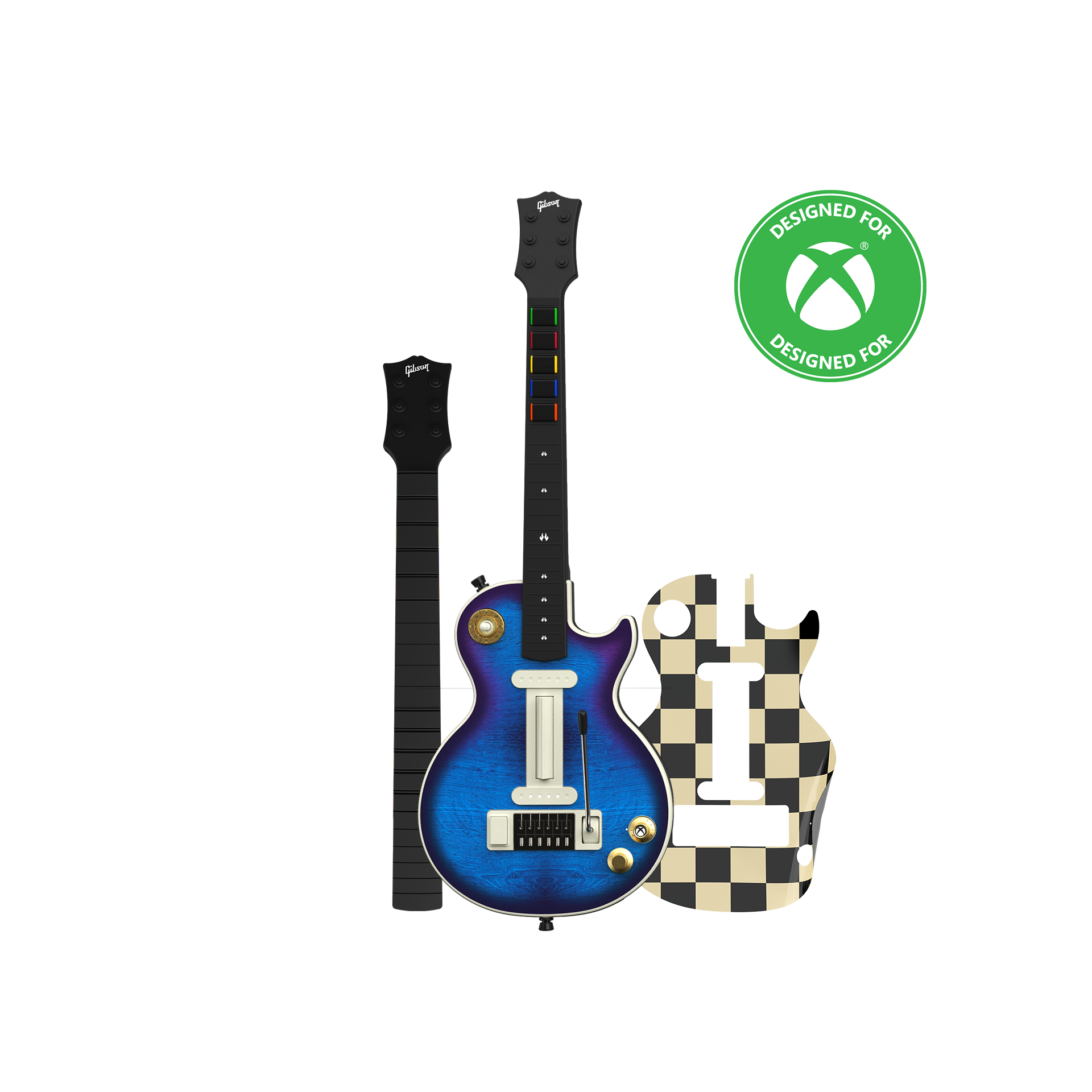 CRKD Gibson Les Paul Blueberry Burst Pro + Solo Neck + Faceplate Skin Bundle for Xbox Series X|S, Xbox One & PC