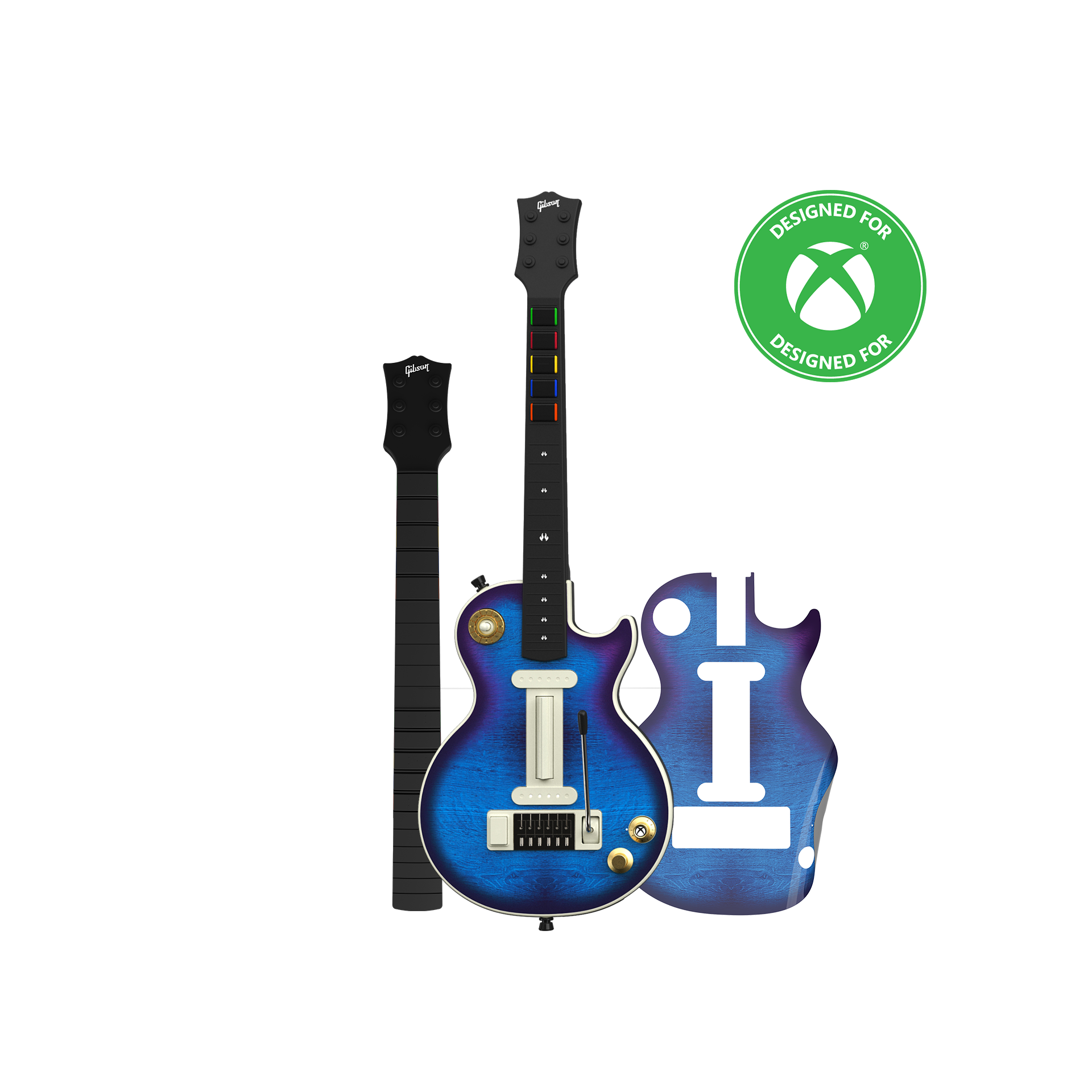 CRKD Gibson Les Paul Blueberry Burst Pro + Solo Neck + Faceplate Skin Bundle for Xbox Series X|S, Xbox One & PC