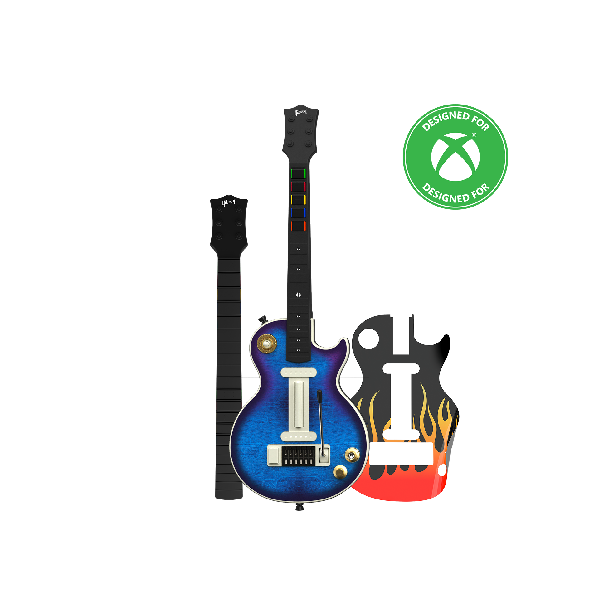 CRKD Gibson Les Paul Blueberry Burst Pro + Solo Neck + Faceplate Skin Bundle for Xbox Series X|S, Xbox One & PC