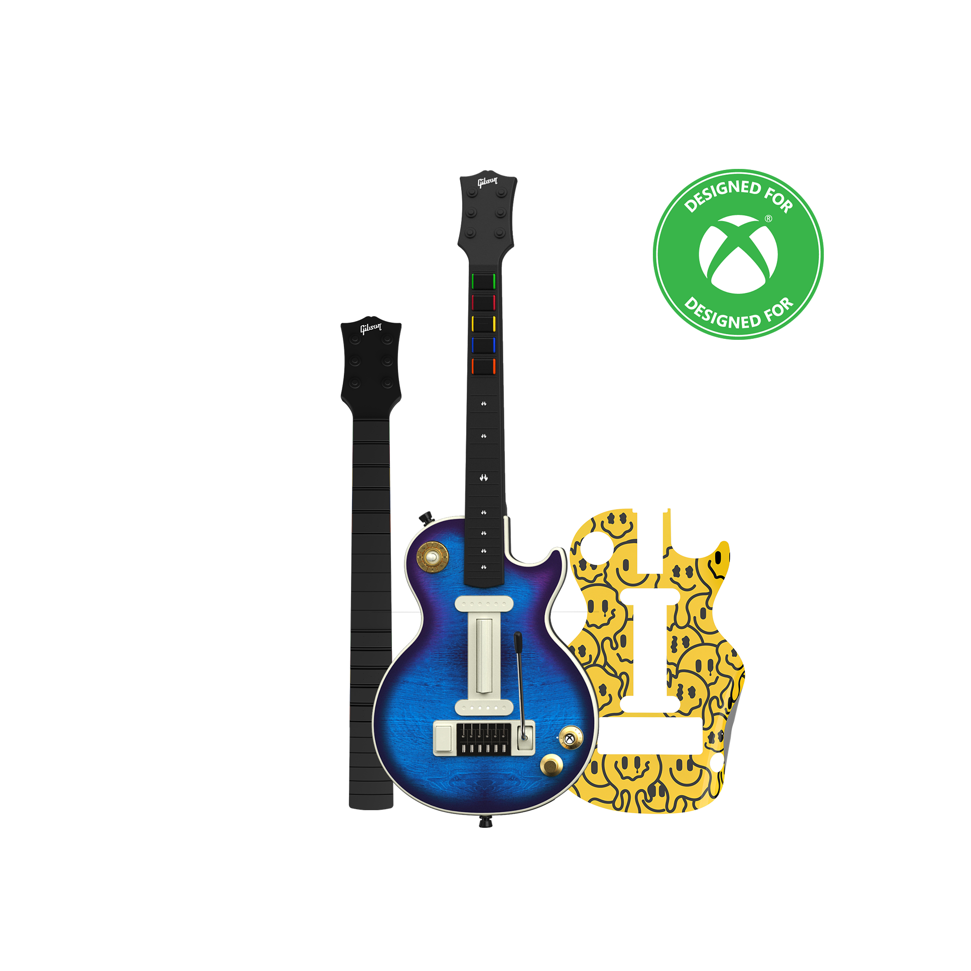 CRKD Gibson Les Paul Blueberry Burst Pro + Solo Neck + Faceplate Skin Bundle for Xbox Series X|S, Xbox One & PC