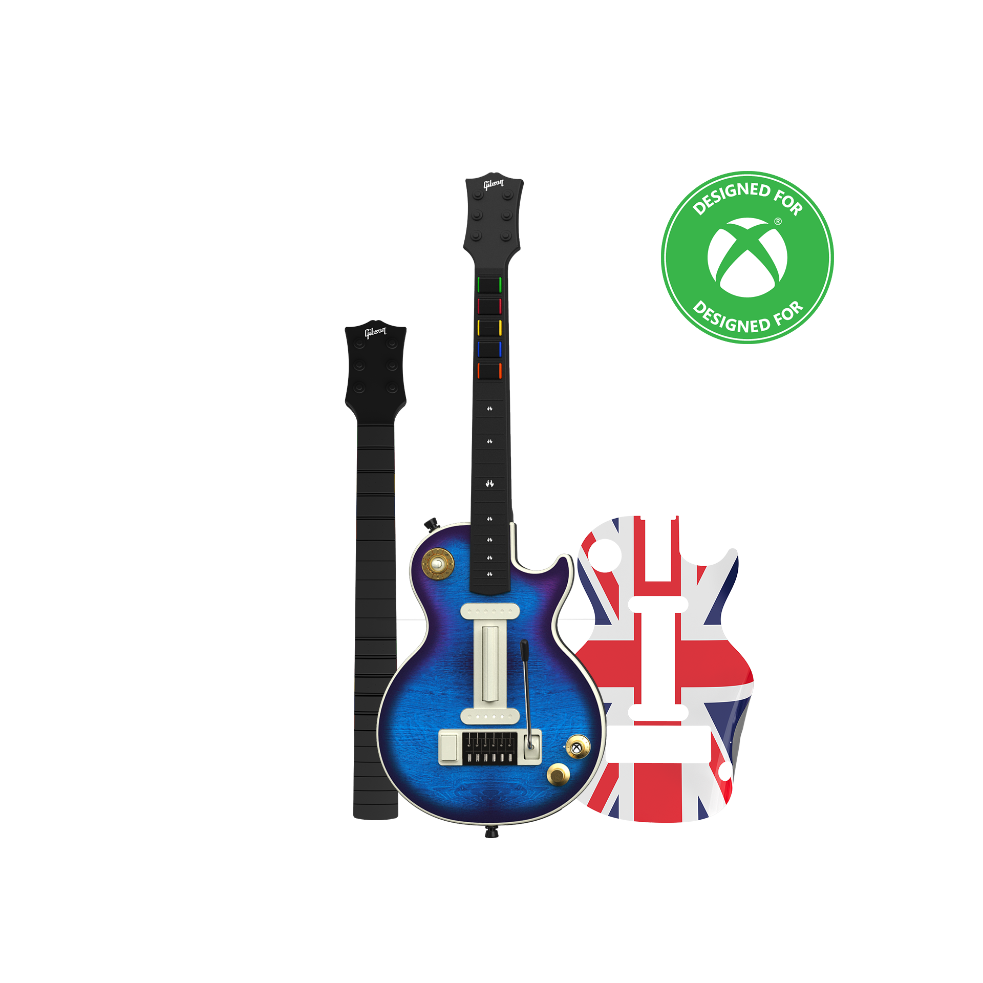CRKD Gibson Les Paul Blueberry Burst Pro + Solo Neck + Faceplate Skin Bundle for Xbox Series X|S, Xbox One & PC