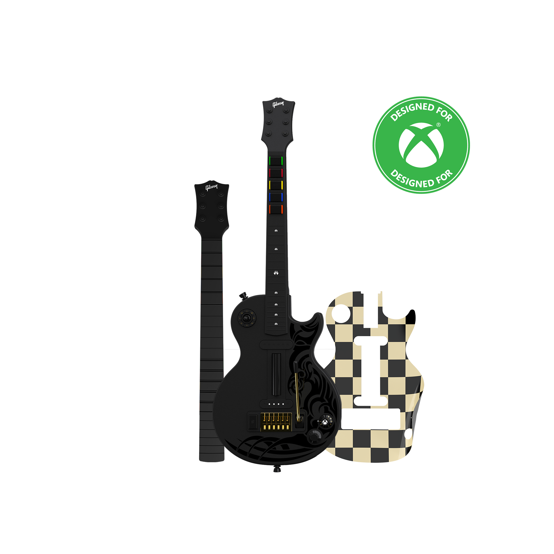CRKD Gibson Les Paul Black Tribal Encore + Solo Neck + Faceplate Skin Bundle for Xbox Series X|S, Xbox One & PC
