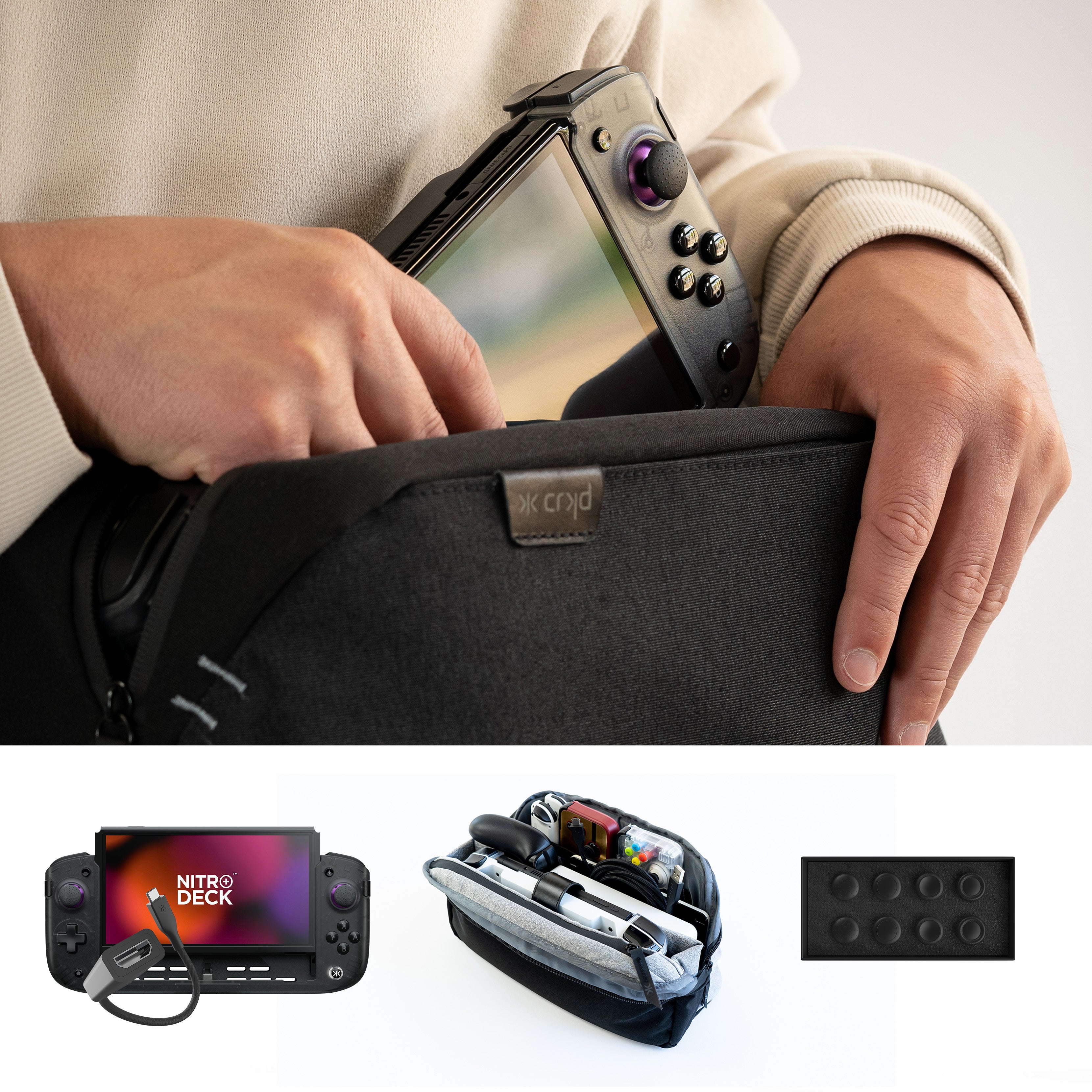 Nitro Deck+ Clear Black Edition + HDMI Adapter + Gear Bag + Stick Top 8 Pack Bundle