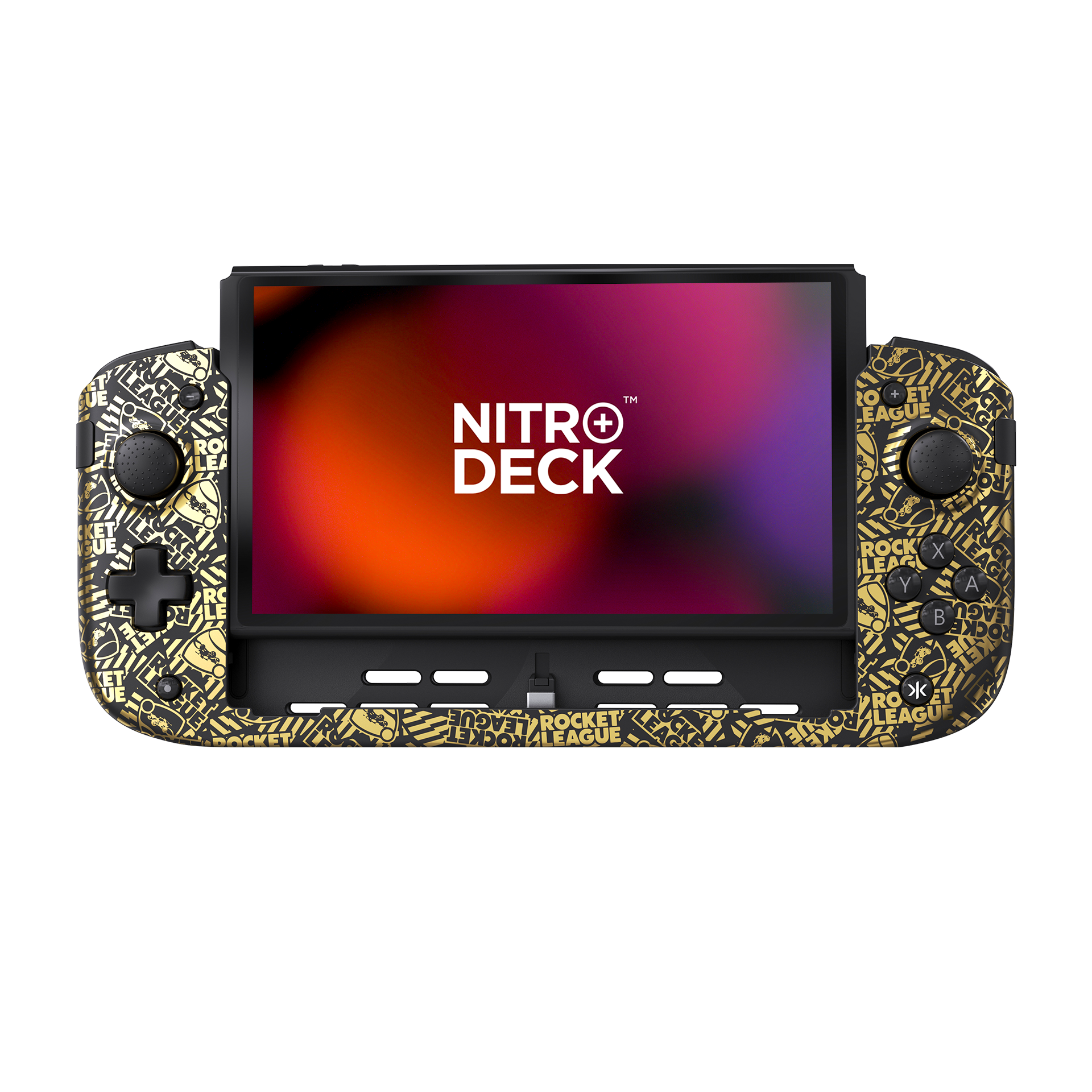 Nitro Deck+ Rocket League Gold Edition w/ Carry Case + HDMI Adapter + Stick Top 8 Pack Bundle