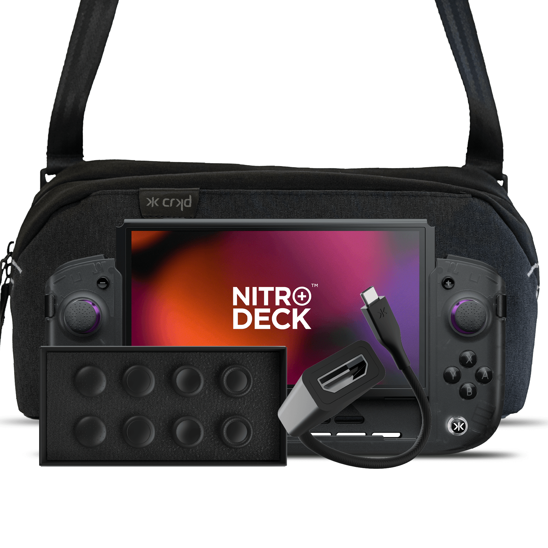 Nitro Deck+ Clear Black Edition + HDMI Adapter + Gear Bag + Stick Top 8 Pack Bundle