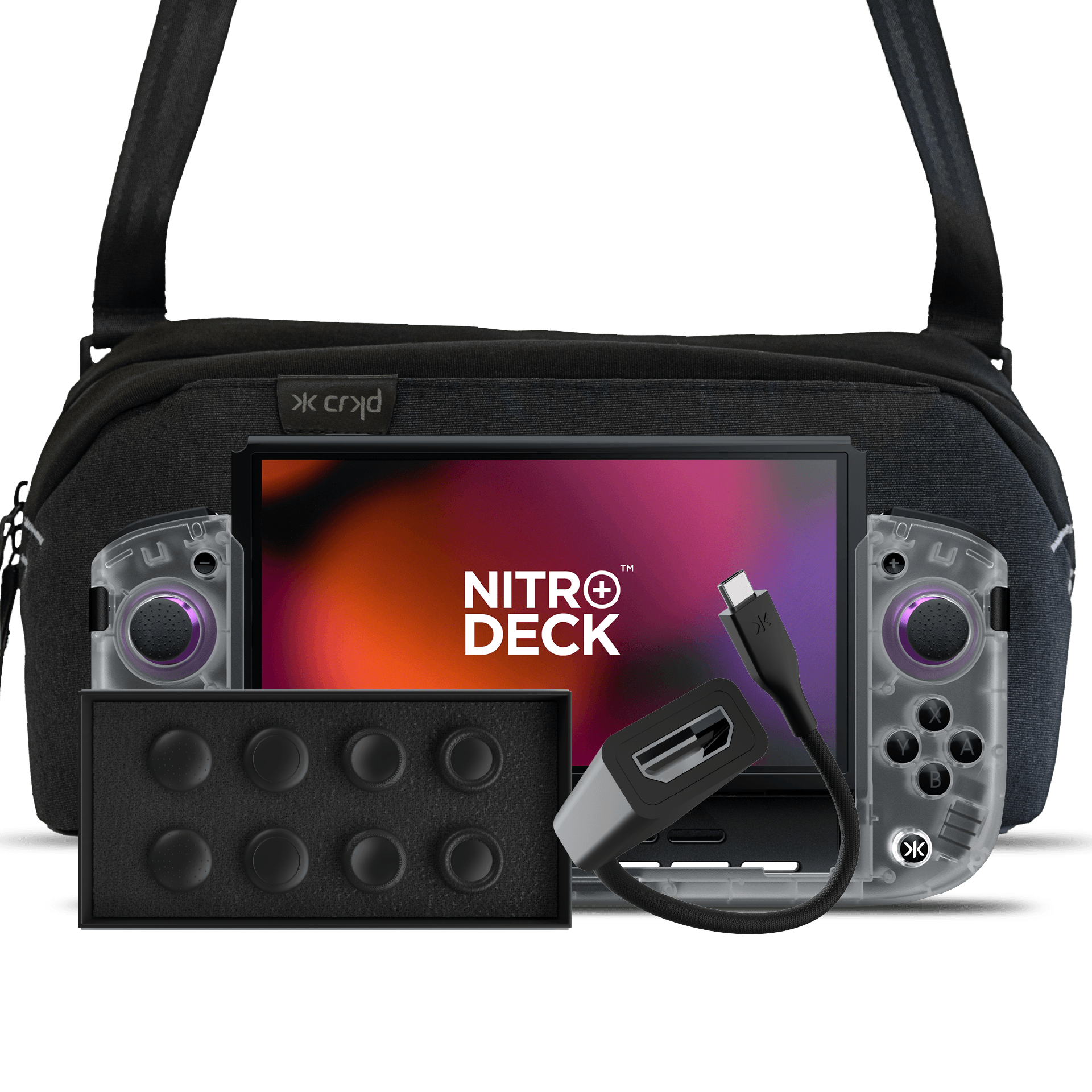 Nitro Deck+ Clear White Edition + HDMI Adapter + Gear Bag + Stick Top 8 Pack Bundle