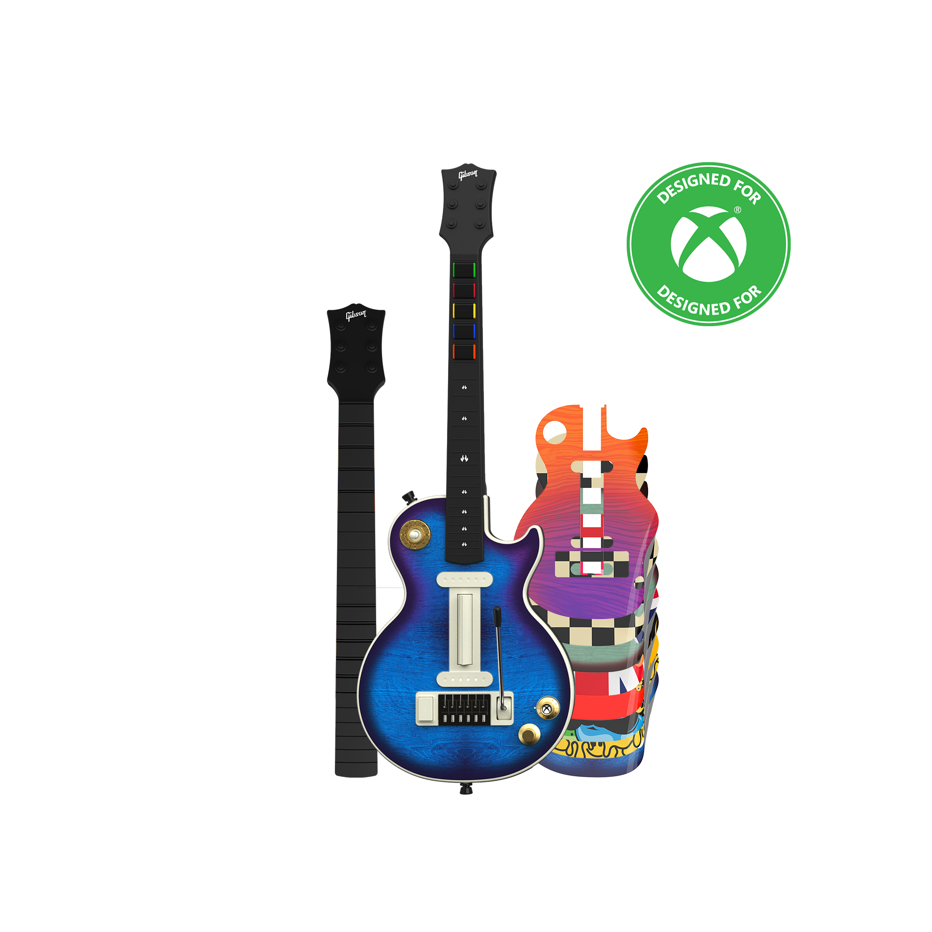 CRKD Gibson Les Paul Blueberry Burst Pro + Solo Neck + Faceplate Skin Bundle for Xbox Series X|S, Xbox One & PC