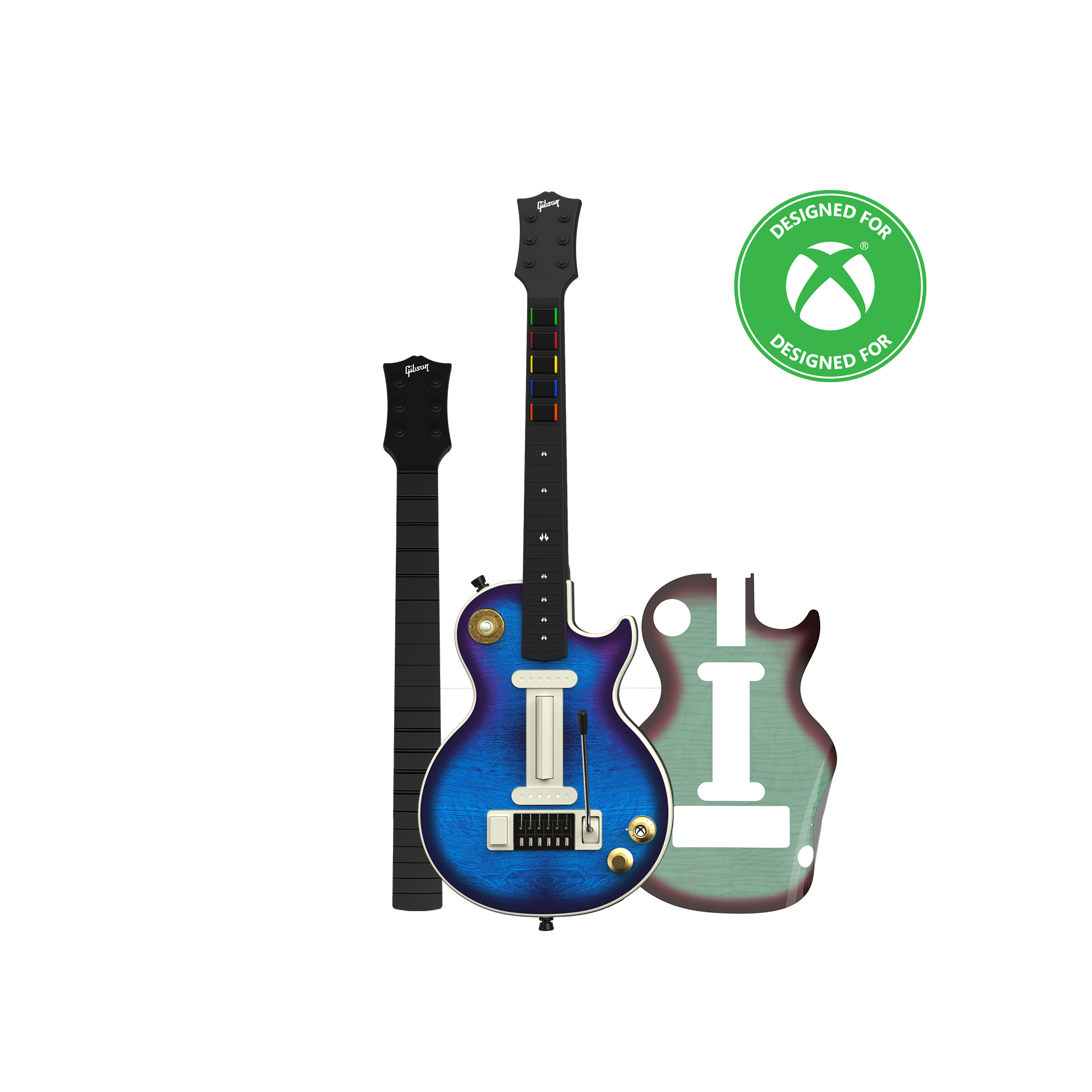 CRKD Gibson Les Paul Blueberry Burst Pro + Solo Neck + Faceplate Skin Bundle for Xbox Series X|S, Xbox One & PC
