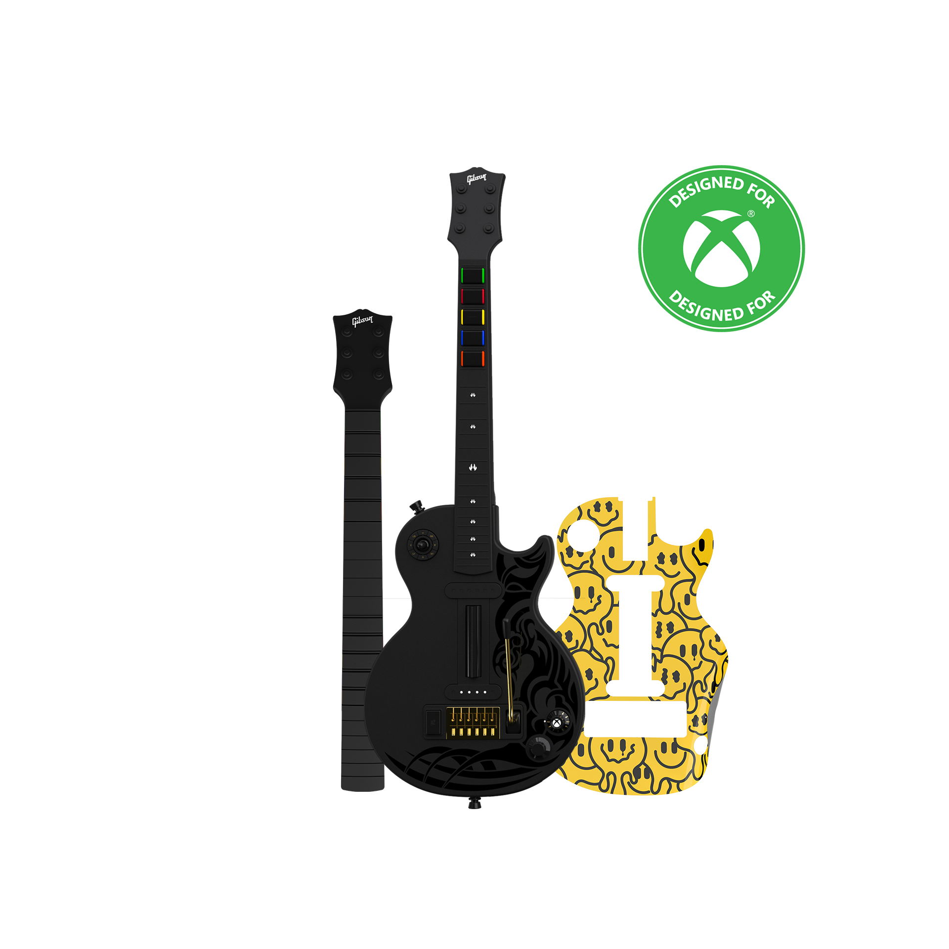 CRKD Gibson Les Paul Black Tribal Encore + Solo Neck + Faceplate Skin Bundle for Xbox Series X|S, Xbox One & PC