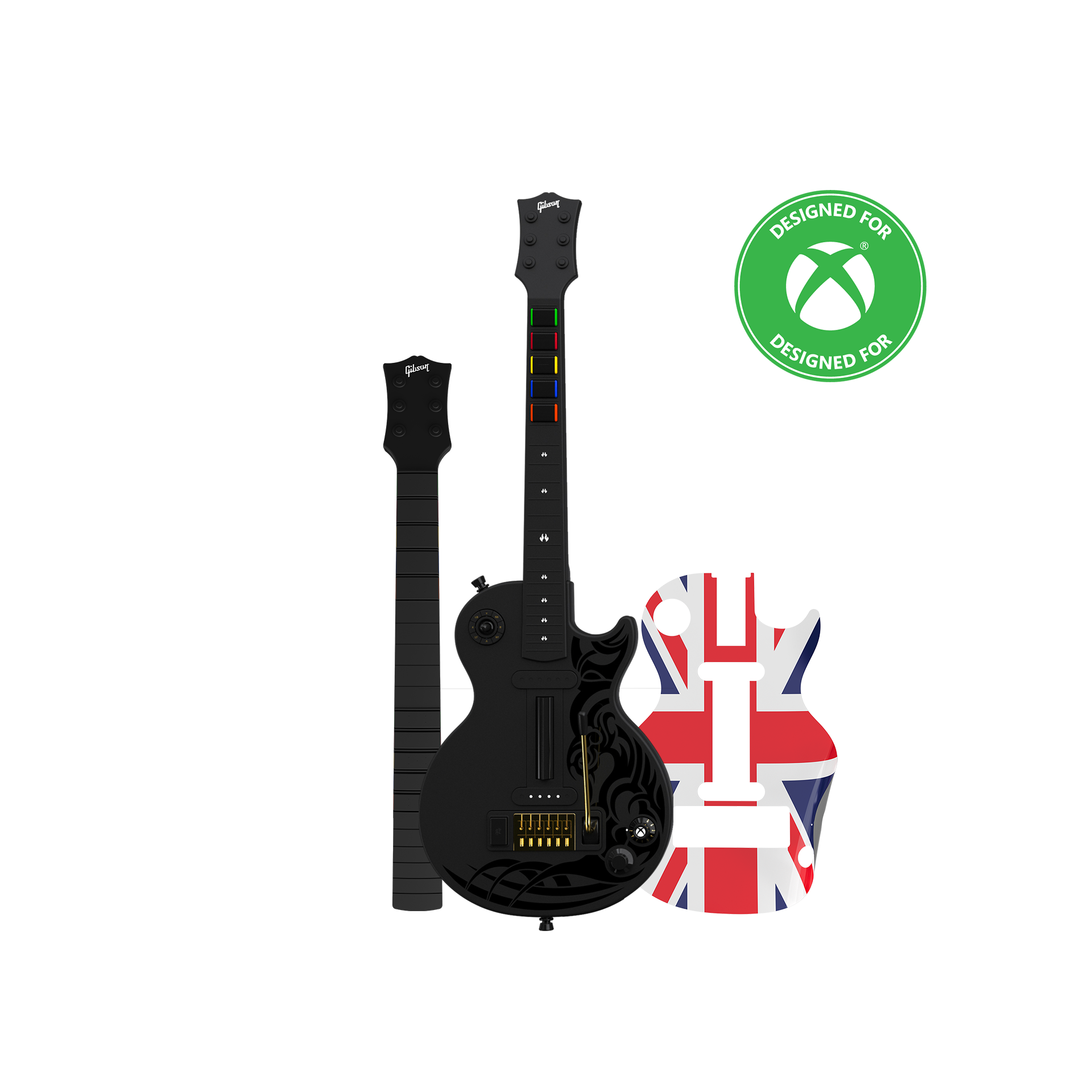CRKD Gibson Les Paul Black Tribal Encore + Solo Neck + Faceplate Skin Bundle for Xbox Series X|S, Xbox One & PC